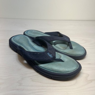 Nike Comfort Cushioned Footbed Women's Size 10 Flip Flop Thong Sandals Blue