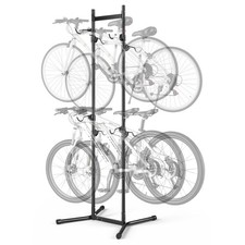 VEVOR Bike Stand 4 Bikes Freestanding Vertical Storage Rack with Hooks Steel