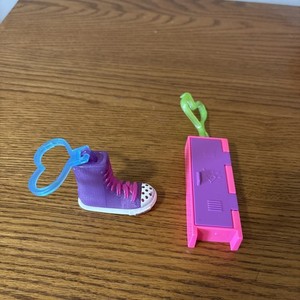 Twinkle Toes Purple Shoe Sneaker Keychain and Justice Locker Keychain Backpack