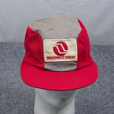 Vintage Northwest Orient Airlines Hat Red Grey Aviation Collector Cap Travel 70s
