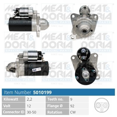 Meat & Doria Anlasser Starter 2.2 Kw FüR Land Rover Defender Station Wagon 2.5-image