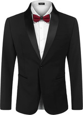 Men's One Button Tuxedo Blazer Jacket for Wedding, Prom, Party Events