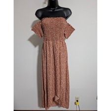 Shein Floral Maxi Dress Off Shoulder Smocked High Low Boho Medium