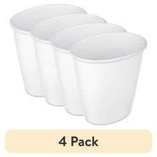 (4 pack) Sterilite Bathroom Trash Can, 1.5 Gallon, Plastic Oval Vanity Garbage