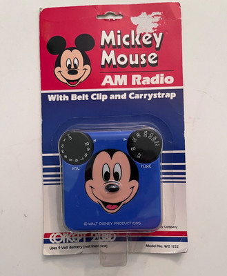 2000 Vintage Walt Disney Mickey Mouse AM Radio Blue Transistor Portable NOS