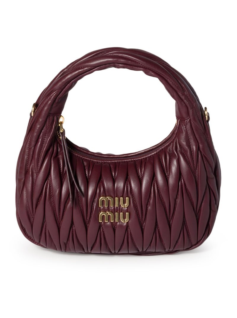 MIU MIU Wander Small $2950 Burgundy Leather Hobo Bag New And Authentic