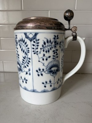  RARE A. Michelsen Denmark Antique Coppenhagan Blue Onion Sterling Beer Tankard