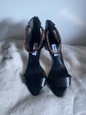 Neu Dune London High Heels Schwarz Gold Leder Gr. 36