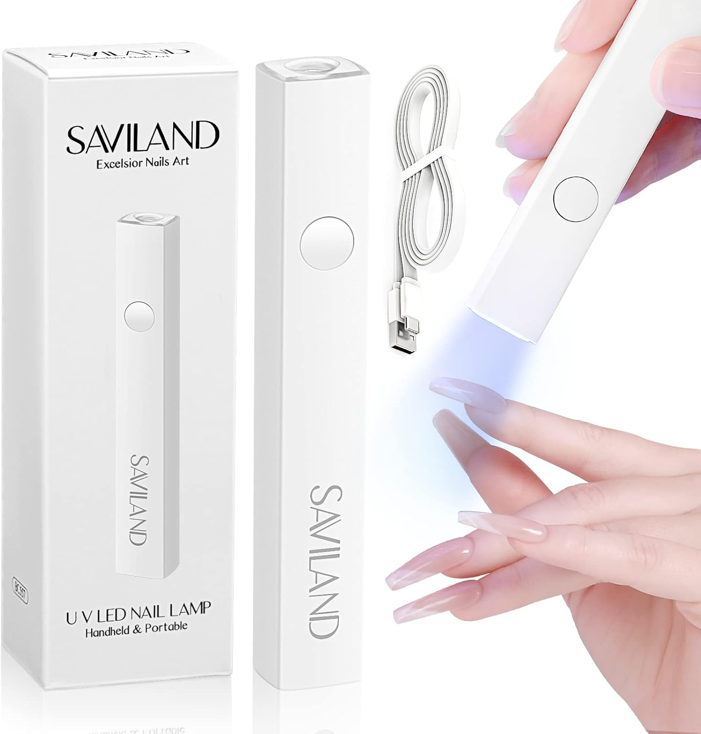 Handheld UV Nail Lamp, 10S Fast Curing, USB Rechargeable, 2 Timers, 180Mah, 3W P