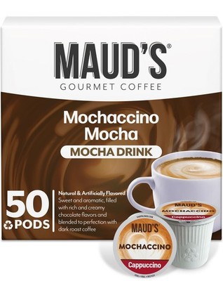 Maud's Chocolate Mocha Cappuccino Coffee Pods, 50ct  Mochaccino Mocha Flavor ...