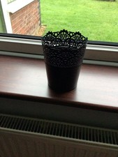 Ikea Skurar Plant Pot Black Latice Design