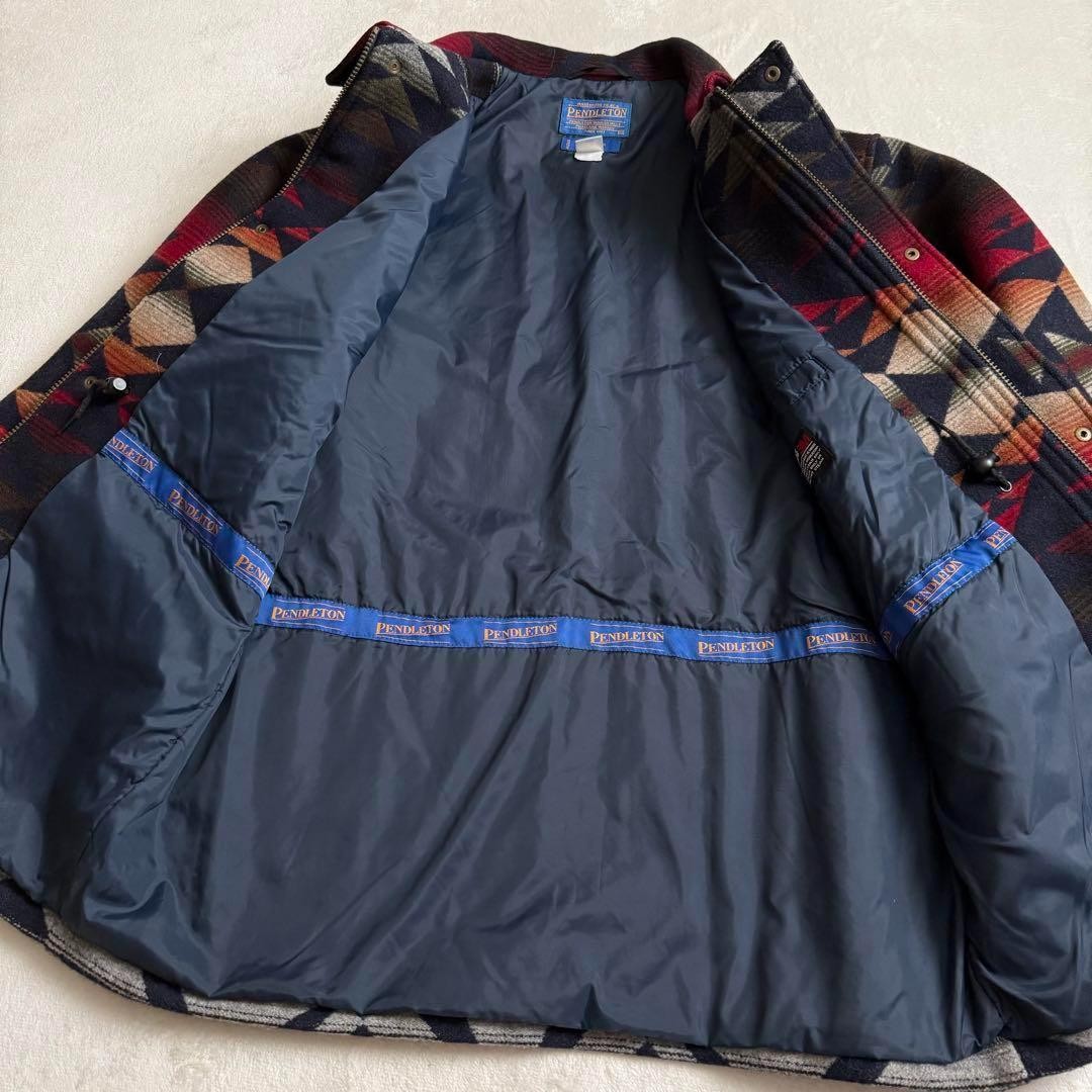 Pendleton Wool Jacket Navy Red Multi M Used 90s N… - image 8
