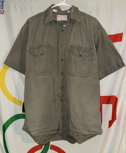 Vintage Filson Button Up Shirt Mens Large Gray Short Sleeve Cotton Casual 90s