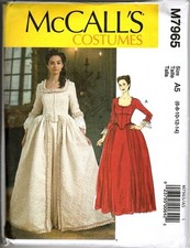McCalls Pattern M7965 Misses Outlander 1700 Colonial Costume Jacket Robe Sz 6-14