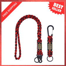 Heavy Duty Braided Paracord Lanyard USA Flag Keychain, Parachute Rope Necklace