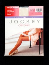 Vtg Jockey For Her Thigh High Stockings M/Tall White Classic Wide Band 90's