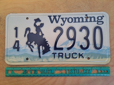 License Plate, Wyoming, Truck, 14 bucking bronco 2930