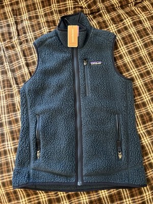 Patagonia Deep Pile Sherpa Retro X Fleece Vest Jacket Stone Blue Women s Size S