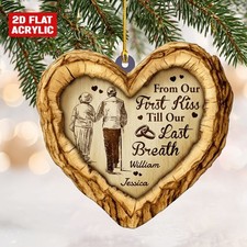 Personalized From Our First Kiss Till Our Last Breath 2D FLAT Ornament Couple