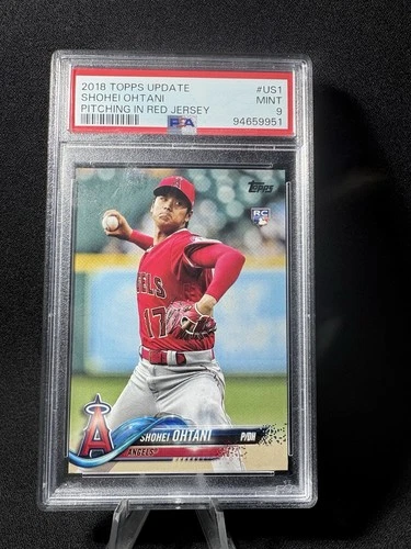2018 Topps Update Shohei Ohtani Pitching In Red Jersey #US1 Angels RC PSA 9 Mint