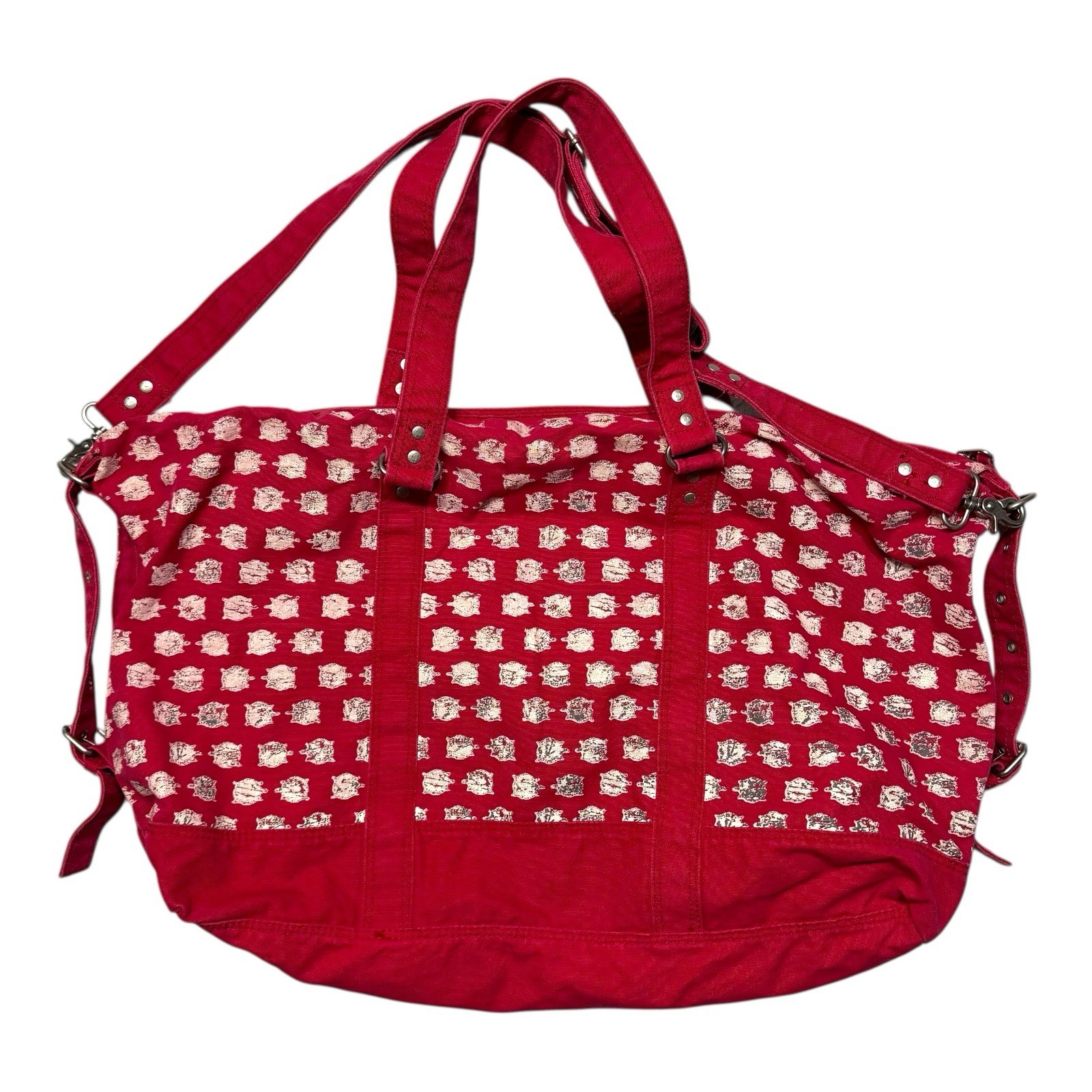 American Eagle Large Red Turtle Print Weekender B… - image 2