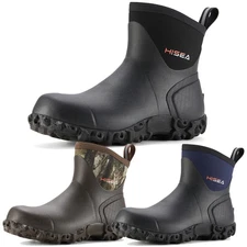HISEA Men Ankle Rain Boots Waterproof Anti-Slip Outdoor Hiking Garden Work Boots