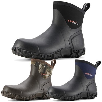 HISEA Men Ankle Rain Boots Waterproof Anti-Slip Outdoor Hiking Garden Work Boots