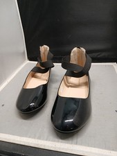 Hehainom Girls Ballet Flats Shoes Sz 6 Black Patent Leather Ankle Strap Zip Up