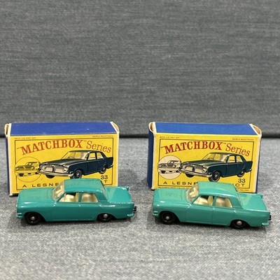 2ea Lesney Matchbox No.33 Ford Zephyr W/ Original Boxes Both Very Nice