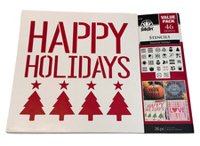 Plaid FolkArt Stencils Seasonal Holidays 46 Designs - 26 PC Set 12" x 12" Each