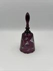 Fenton Hand Painted Amethyst Glass Bell 6.75" Hummingbird Signed J. Powell