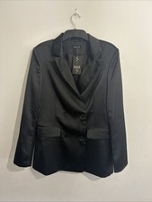 Black Satin Tailored Blazer Shoulder Pads Size 10 Brand New with Tags