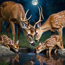 Diamond Art Kits for Adults Deer Family, DIY 5D Diamond Painting Kit for Begi