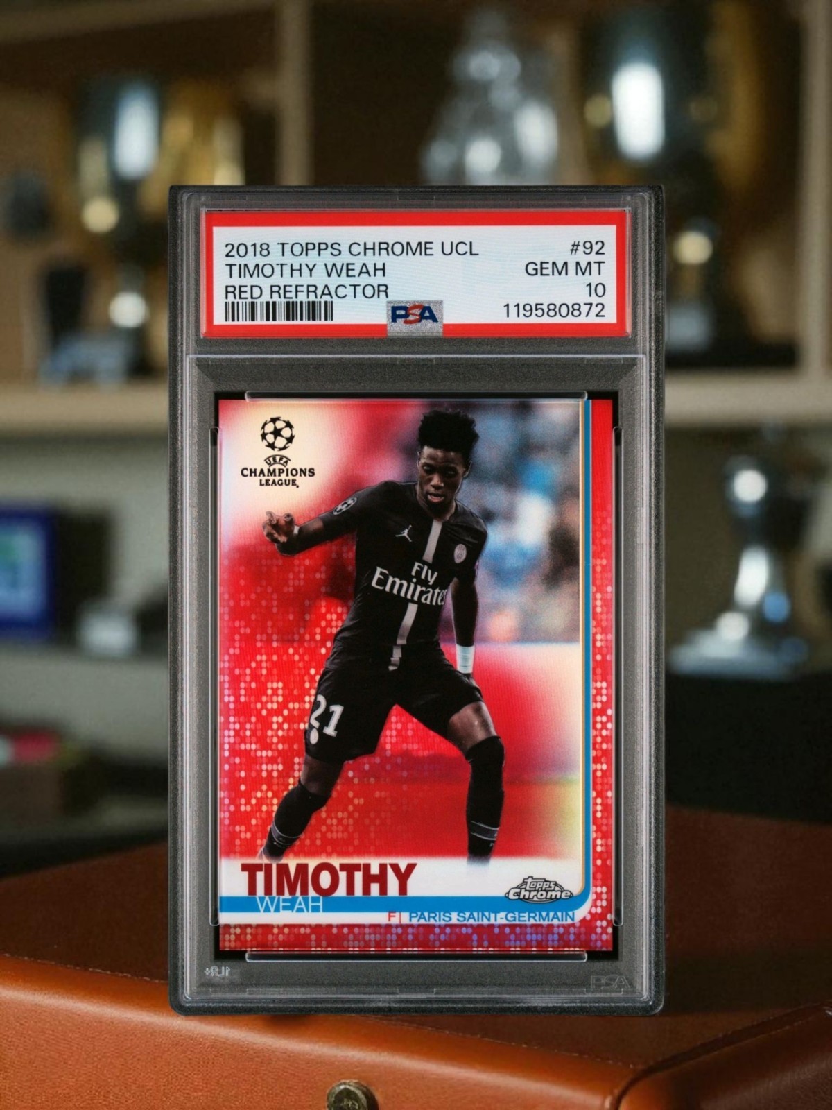 2018 TOPPS CHROME CHAMPIONS LEAGUE TIMOTHY WEAH ROOKIE RED REFRACTOR /10 PSA 10