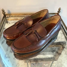 Johnston & Murphy Shoes Mens Size 9M Leather Loafer Moc Toe Tassel Slip On Dress