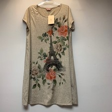 Jesse J SJs Dress Womens 2X Beige NEW Eiffel Tower Floral Paris Graphic D1711XCS
