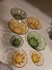 Vintage Anchor Hocking Swedish Modern Dish Yellow & Avocado Green 8" 4.5" Set 7
