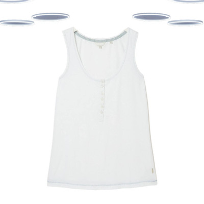 Ex Fat Face Damen Henley Pyjama Trägertop - Weiß Jersey Ärmellos (Defekt)