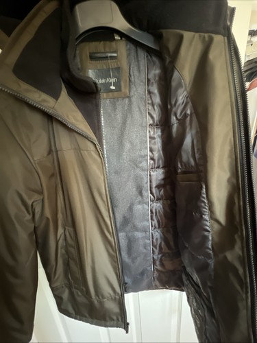 NEW Calvin Klein Men's Hooded Jacket With Inner Fleece Bib size Small - Picture 3 of 6
