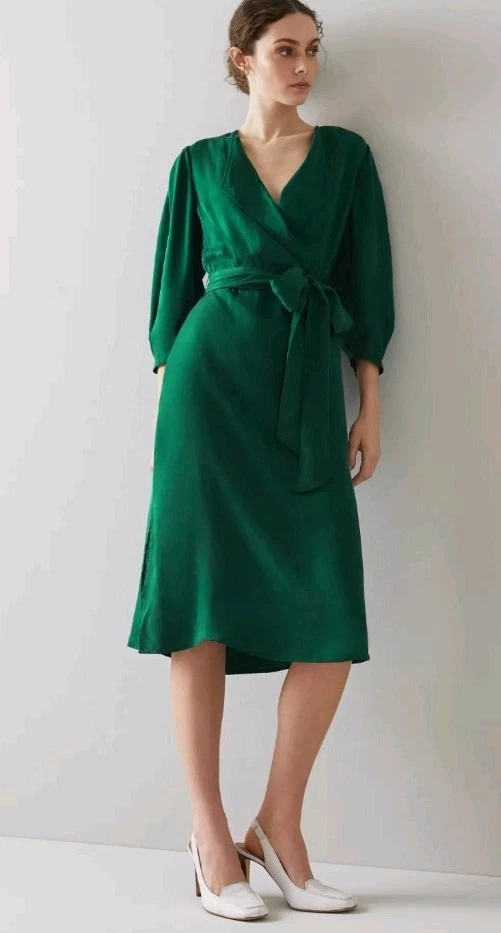 lk bennett green velvet dress Vintage Wedding Guest Formal Evening Dress V Neck Long Sleeve Floor Le –  AEL Studio main image 1