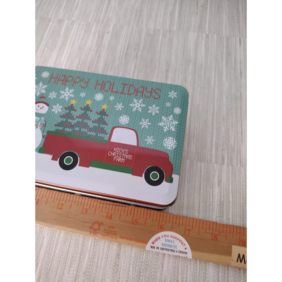 Tin Christmas Rectangular Container Multipurpose Gift Cookies Colorful 6x4X2.5 - Image 3 of 4