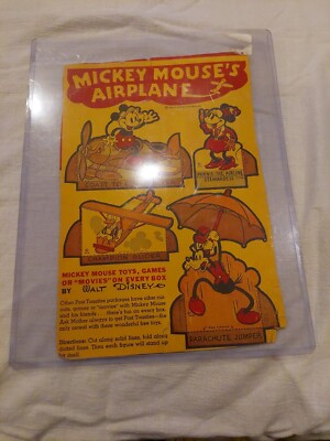 VINTAGE DISNEY Post Toasties Cereal Box Cut Outs