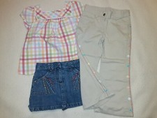 Gymboree Vintage 2008 Spring Rainbow Set Plaid Top Tan Pants Skirt Girls Sz 4 5