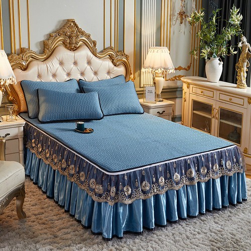 Summer Latex Bed Skirt Zippered European Lace Bed Cover Non-slip Sleeping Mat - Picture 8 of 58