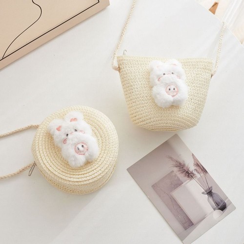 Mini Straw Bag Cute Animal Straw Crossbody Bag Fashion Kids Crossbody Purse - Picture 7 of 17