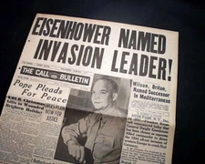 Great D-Day Invasion General Dwight D. Eisenhower Named Leader 1943 World War II