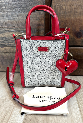 NEW Kate Spade New York Flower Manhattan Mini Crossbody Tote Purse w Heart Charm