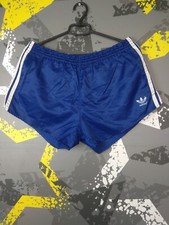 Adidas Vintage Running Shorts Blue White NYLON Mens Size L M ig93