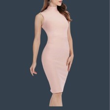 HIGH NECK WOMEN'S BACK ZIPPER CLOSURE MIDI BODYCONTOUR DRESS SIZE LARGE