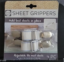 Sheet Grippers 4 Piece Set Hold Bed Sheets In Place Adjust 4” To 7”